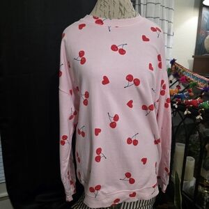 Grayson Threads Pink Cherry Heart Valentine's Print Sweater